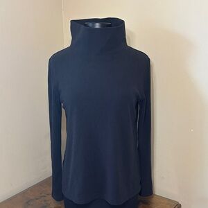 Dudley Stephens Black Turtleneck Long Sleeve Fleece Pullover, Large, made in USA